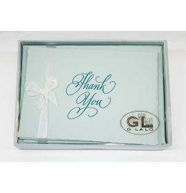#020/07 G. Lalo Deckle-Edge Thank You Gift Box 4 ¼ x 6 Turquoise 10 x 10