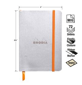 Rhodia - Rhodiarama - Softcover Notebook - Lined - 72 Sheets - Ivory Paper - A6 - Silver