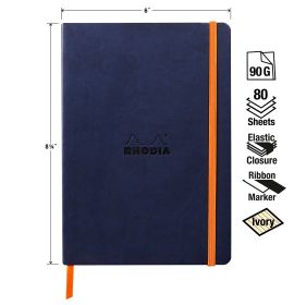 Rhodia - Rhodiarama - Softcover Notebook - Lined - 80 Sheets - Ivory Paper - 6 x 8 1/4" (A5) - Midnight