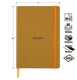 Rhodia - Rhodiarama - Softcover Notebook - Lined - 80 Sheets - Ivory Paper - A5 - Gold