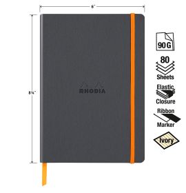 Rhodia - Rhodiarama - Softcover Notebook - Lined - 80 Sheets - Ivory Paper - A5 - Titane