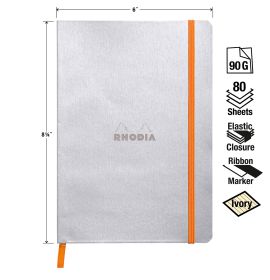 Rhodia - Rhodiarama - Softcover Notebook - Lined - 80 Sheets - Ivory Paper - A5 - Silver