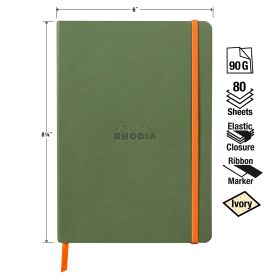 Rhodia - Rhodiarama - Softcover Notebook - Dot - 80 Sheets - Ivory Paper - 6 x 8 1/4" (A5) - Sage