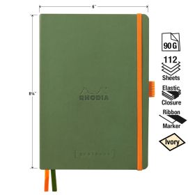 Rhodia - Goalbook - Softcover - Dot Grid - 224 Numbered Pages - Ivory Paper - A5 - Sage