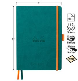 Rhodia - Goalbook - Softcover - Dot Grid - 224 Numbered Pages - Ivory Paper - A5 - Peacock