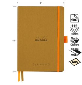 Rhodia - Goalbook - Softcover - Dot Grid - 224 Numbered Pages - Ivory Paper - A5 - Gold