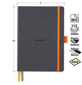 Rhodia - Goalbook - Softcover - Dot Grid - 224 Numbered Pages - Ivory Paper - A5 - Titane