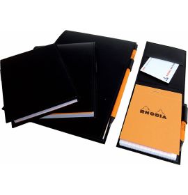 #118149 Rhodia Pad Holder Black with Orange Graph Pad, 4 ½ x 6 ¼ 5 3/4x5 3/4
