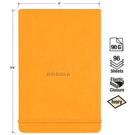 Rhodiarama - Webnotepad - Lined - 90g Ivory Paper - 96 Sheets -4 x 5 3/4" - Orange