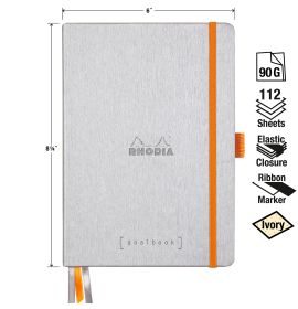 Rhodia - Goalbook - Hardcover - Dot Grid - 224 Numbered Pages - Ivory Paper - A5 - Silver