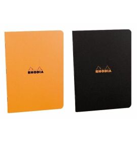 #119165C Rhodia Classic Notebooks Side Staplebound 8 1/4 x 11 3/4 Lined Orange + Black 48 sheets
