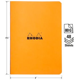 Rhodia - Slim Staplebound Notebook - Lined - 48 Sheets - 6 x 8 1/4" - Orange