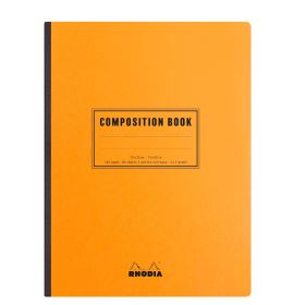 #119228 Rhodia Composition Book, Orange, 80g Graph, 80 Sheets White, Canvas-back Thread Bound