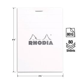 Rhodia - Classic Staplebound Notepad - Graph - 80 Sheets - 3 x 4" - White