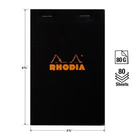 Rhodia - Classic Staplebound Notepad - Graph - 80 Sheets - 4 3/8 x 6 3/8" - Black Cover