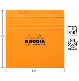 Rhodia - Classic Staplebound Notepad - Graph - 80 Sheets - 5 3/4 x 5 3/4" - Orange Cover