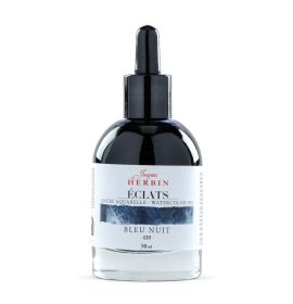 Jacques Herbin - Eclats Dye-Based Watercolor Ink - 50ml Bottle with Glass Pipette - Bleu Nuit