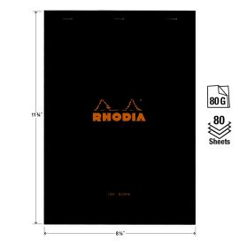 Rhodia - Classic Staplebound Notepad - Blank - 80 Sheets - 8 1/4 x 11 3/4" - Black Cover