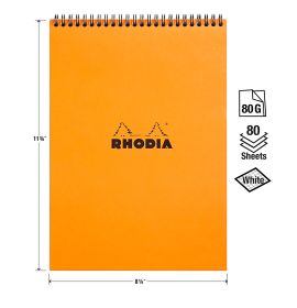 Rhodia - Wirebound Notepad - Graph - 80 Sheets - 8 1/4 x 11 3/4" - Orange