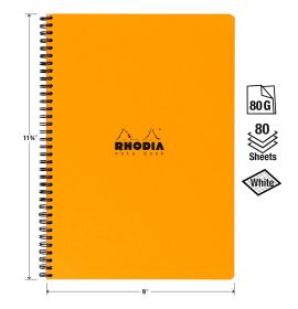 Rhodia - Wirebound Notebook - Graph - 80 Sheets - 9 x 11 3/4" - Orange