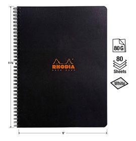 Rhodia - Wirebound Notebook - Graph - 80 Sheets - 9 x 11 3/4" - Black
