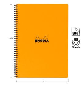 Rhodia - Wirebound Notebook - Lined with Margin - 80 Sheets - 9 x 11 3/4" - Orange