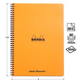 Rhodia - Wirebound Notebook - Dot Grid - 80 Sheets - 9 x 11 3/4" - Orange