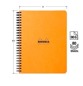Rhodia - Meeting Book - Wirebound - Orange Cover - Lined - 6 x 8 1/4"