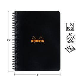 Rhodia - Wirebound Notebook - Black Cover - Lined - 6 x 8 1/4"