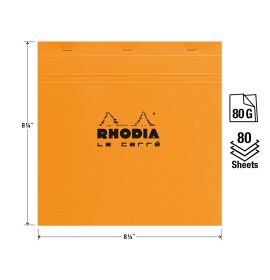 Rhodia - Classic Staplebound Notepad - Graph - 80 Sheets - 8 1/4 x 8 1/4" - Orange