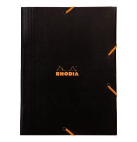 Rhodia - Three Flap Portfolios - Pressboard with Elastic Closures - Black - 9 1/2 x 12 1/2"