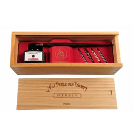 Jacques Herbin - Calligraphy Gift Set - La Perle des Encres - Wooden Box Set - Perle Noire