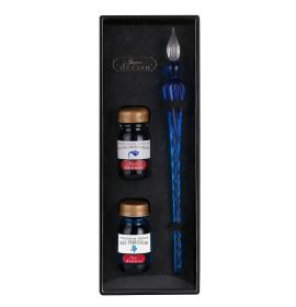 Jacques Herbin - Round Glass Pen & Ink Set - Blue
