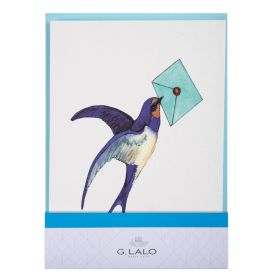 G. Lalo - Watercolor Foldover Cards - Straight-Edge - 4 1/4 x 6" - Lagoon Swallow