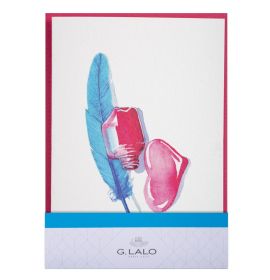 G. Lalo - Watercolor Foldover Cards - Straight-Edge - 4 1/4 x 6" - Fushia Nib & heart