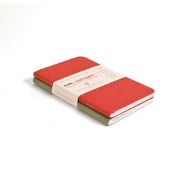 Clairefontaine Life. unplugged - Duo Staplebound Notebooks - Lined - 3 1/2 x 5 1/2" - Red/Green