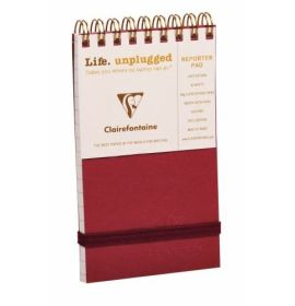 #782162 Clairefontaine Basic The Reporter Wirebound Elastic Closure 3x5 Ruled Red 60 sheets