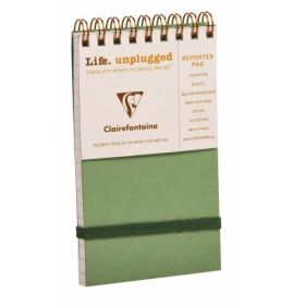 #782163 Clairefontaine Basic The Reporter Wirebound Elastic Closure 3x5 Ruled Green 60 sheets