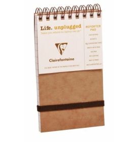 #78216 Clairefontaine Basic The Reporter Wirebound Elastic Closure 3x5 Ruled Tan 60 sheets