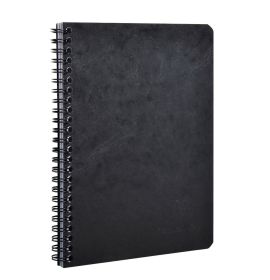 Clairefontaine - Basic Notebook - Wirebound - Lined with 3 Pocket Folders - 60 Sheets - 6 x 8 1/4" - Black
