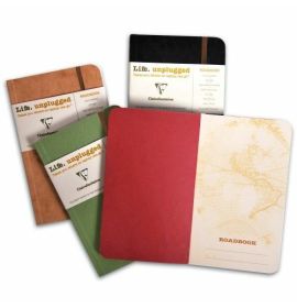 #791162 Clairefontaine Basic Roadbook Glued Spine Elastic Closure 3 1/2 x 5 1/2 Ruled Red 64 sheets