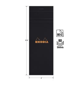 Rhodia - Classic Staplebound Notepad - Graph - 80 Sheets - 3 x 8 1/4" - Black