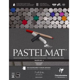 Clairefontaine Pastelmat Glued Pad - Palette No. 6 - 7 x 9 1/2" (18 x 24 cm) - 360g - 12 Sheets - Charcoal Grey