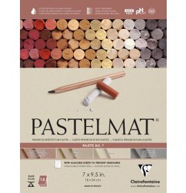 Clairefontaine Pastelmat Glued Pad - Palette No. 7 - (7 x 9 1/2 Inches) 18 x 24 cm - 360g - 12 Sheets - Sanguine Red, Sand, Beige, Dark Grey