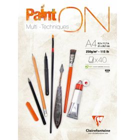Paint'ON® Mixed Media Pads by Clairefontaine - A4 - 250g - 40 Sheets - White Paper