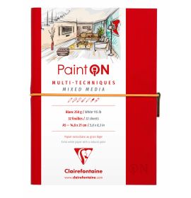 Clairefontaine - PaintON - Mixed Media Book - Sewn Spine - Elastic Closure - 32 Sheets - A5 - White