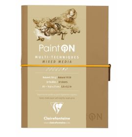 Clairefontaine - PaintON - Mixed Media Book - Sewn Spine - Elastic Closure - 32 Sheets - A5 - Natural