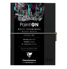 Clairefontaine - PaintON - Mixed Media Book - Sewn Spine - Elastic Closure - 32 Sheets - A5 - Black