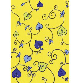 #C/325 Decopatch Yellow with Blue Heart 3 sheets of 1 design Decoupage paper 11 3/4 x 15 3/4 3