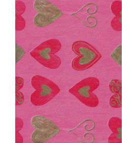 #C/374 Decopatch Pink W/Hearts 3 sheets of 1 design Decoupage paper 11 3/4 x 15 3/4 3
